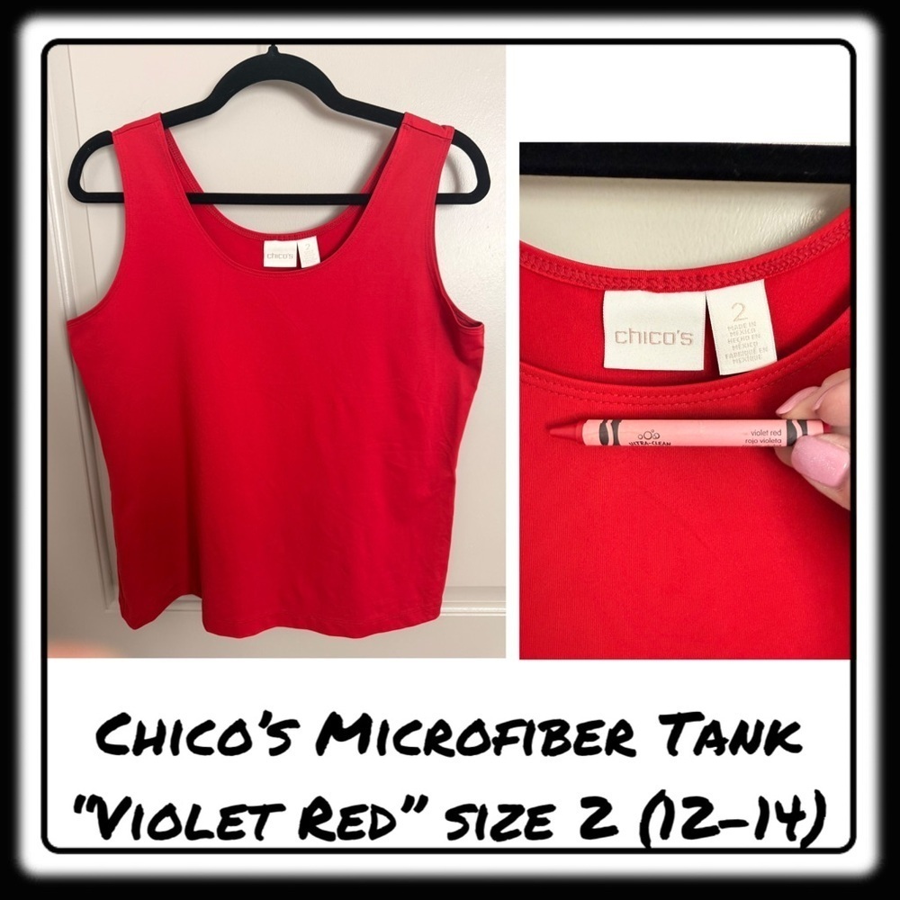 Chicos Microfiber tank Violet Red Size 2 (equivalent 12-14)